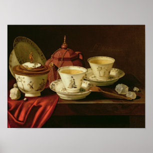 Póster Una tetera de Yixing y una porcelana china