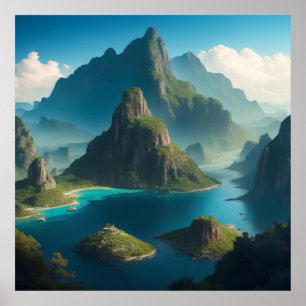 Póster una tierra de paisajes diversos