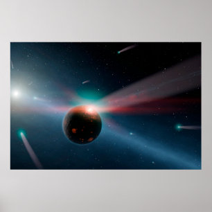 Póster Una Tormenta De Cometas En El Sistema Eta Corvi.