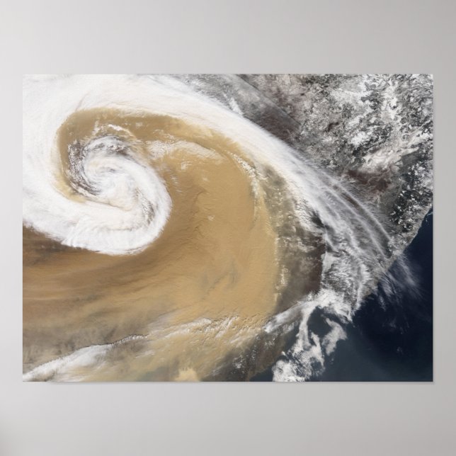 Póster Una tormenta de polvo asiática cruza el Pacífico (Frente)