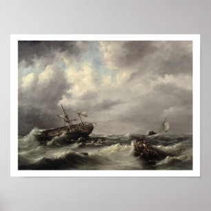 Póster Una tormenta en el mar (petróleo en el panel)