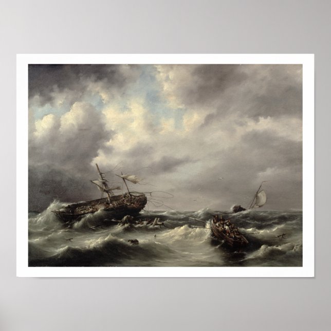 Póster Una tormenta en el mar (petróleo en el panel) (Frente)