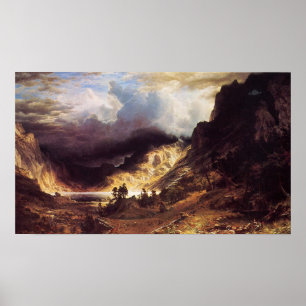Póster Una tormenta en las montañas Rock, el Bierstadt Al