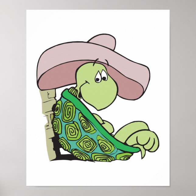Póster una tortuga adorable con sombrero (Frente)