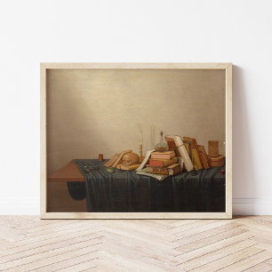 Póster Una vanita con libros y cráneo   Gerrit van Vucht