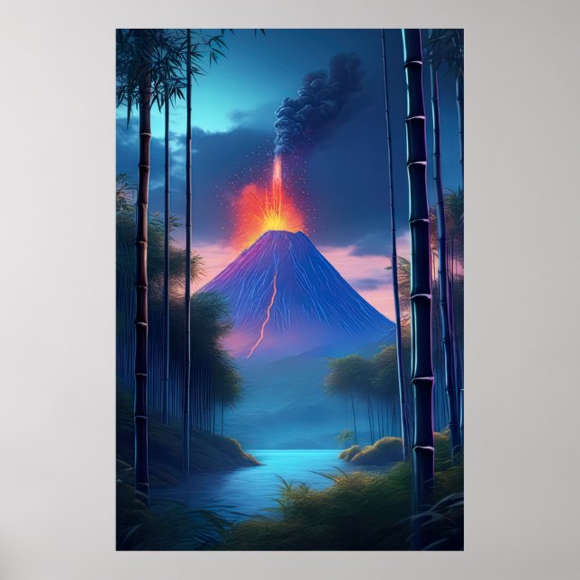 Póster Una velada tranquila interrumpida por el volcán (Frente)