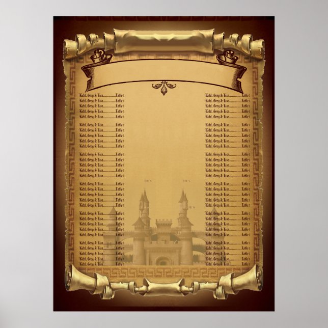 Póster Una vez al Boda de tiempo, tabla de asientos v2 (Frente)