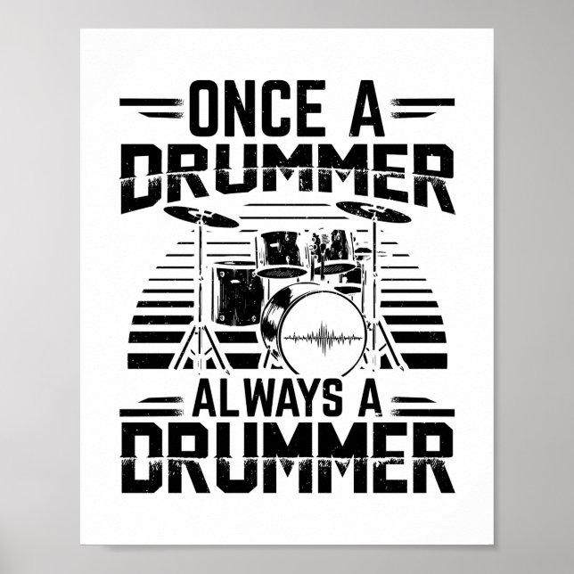 Póster Una vez un baterista siempre un baterista | Regalo (Frente)