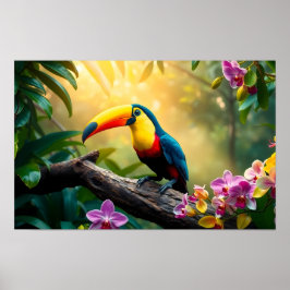 Póster Una vibrante selva tropical de tucanes