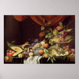 Póster Una vida inmóvil de la fruta en una repisa