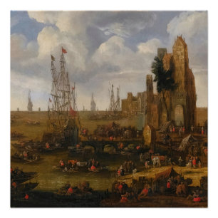 Póster Una Vista De Capriccio A Una Ocupada Escena Del Pu