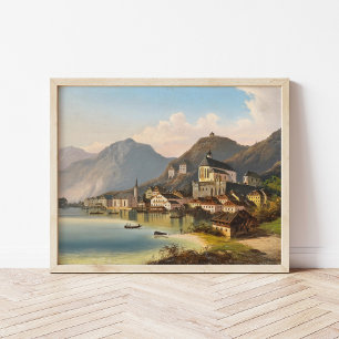 Póster Una vista de Hallstatt   Johann Wilhelm Jankowsky