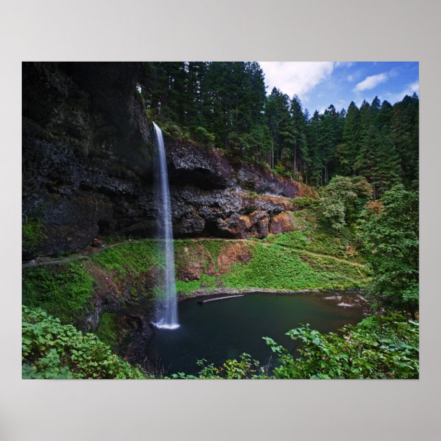 Póster Una vista de South Falls en Silver Falls State Par (Frente)