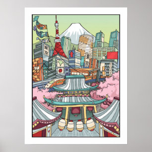 Póster Una vista de Tokio