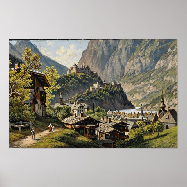 Póster Una vista de Werfen Hubert Sattler (Frente)