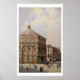 Póster Una vista del Baptistry en Florencia (el panel)