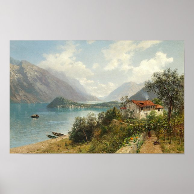 Póster Una vista del lago de Como (Frente)