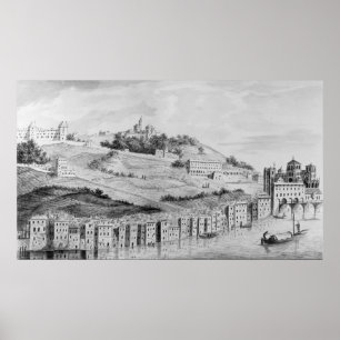 Póster Una vista del puerto de la ciudad de Lyon