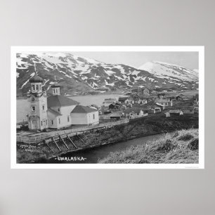 Póster Unalaska, Iglesia de Alaska, 1914