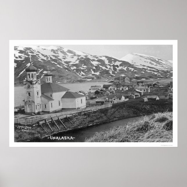 Póster Unalaska, Iglesia de Alaska, 1914 (Frente)