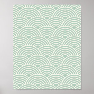 Póster Unas ondas abstractas Arches Sage Green Lines