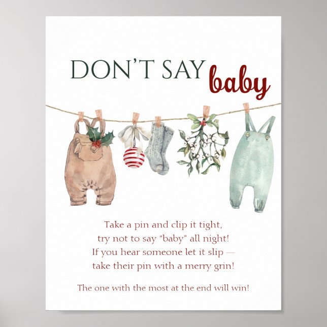 Póster Unas ropas de Navidad alegre NO DIGAS Bebé (Frente)