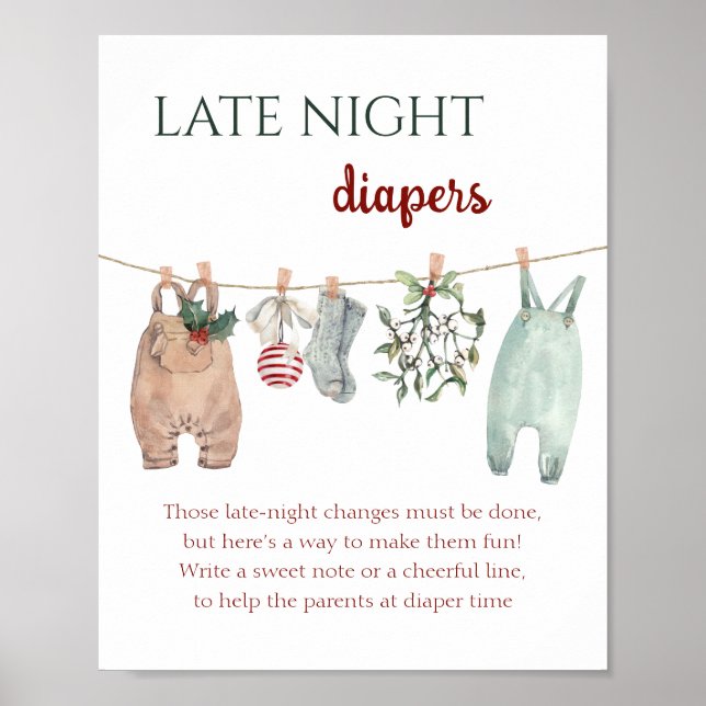 Póster Unas ropas de Navidad alegres para pañales nocturn (Frente)