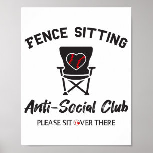 Póster Unas vallas divertidas sentadas anti club social B