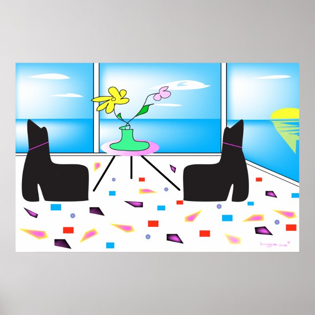 Póster Unas vistas fantásticas al océano coloridas (Frente)