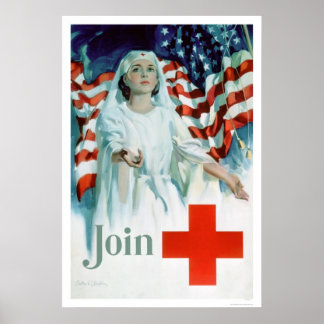 Póster Únase a la Cruz Roja - Bandera estadounidense (US0
