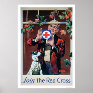 Póster Únase a la Cruz Roja - hombre con el perro