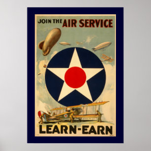 Póster Únase al servicio aéreo "Aprender-Ganan" (la