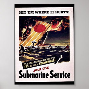 Póster Únase al servicio submarino