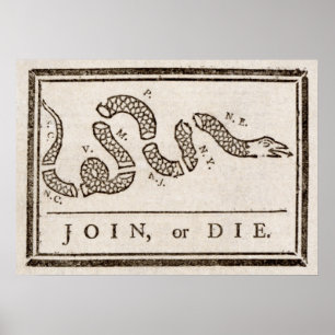 Póster Únase o muera Benjamin Franklin Personalizado pol