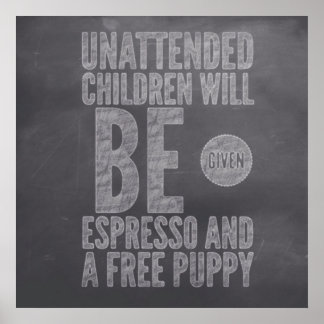 Póster Unattended Children Pub Chalk Collection by M.A