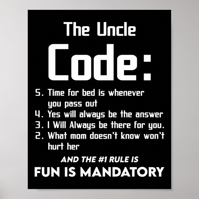 Póster Uncle From Niece Nephew The Uncle Cool 5 Things (Frente)