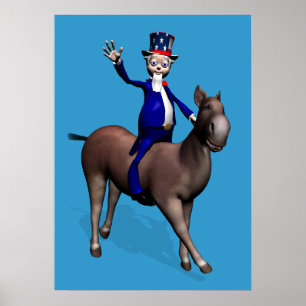 Póster Uncle Sam Riding On Donkey