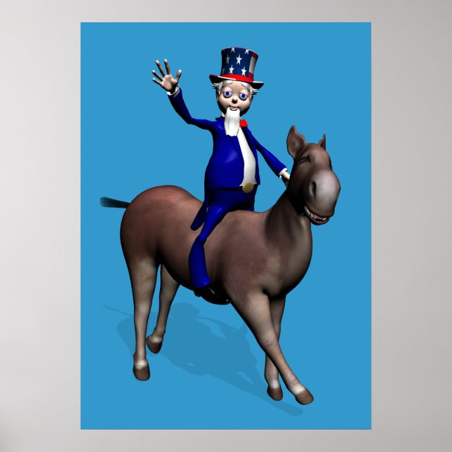 Póster Uncle Sam Riding On Donkey (Frente)