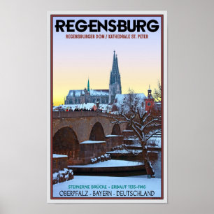 Póster Und Steinerne Brücke de Regensburg - Dom