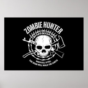 Póster undead del cazador del zombi que viven