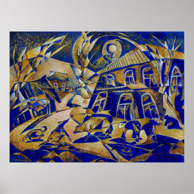 Póster Under the gold light original painting  Print (Frente)