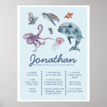 Under the Sea Animal Modern 1st Birthday Milestone