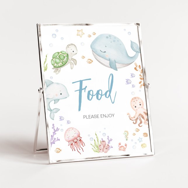 Póster Under the Sea Baby Shower Food (Sea Creatures Ocean Baby Shower Food Sign)