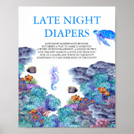 Póster Under the Sea Baby Shower Late night Diapers