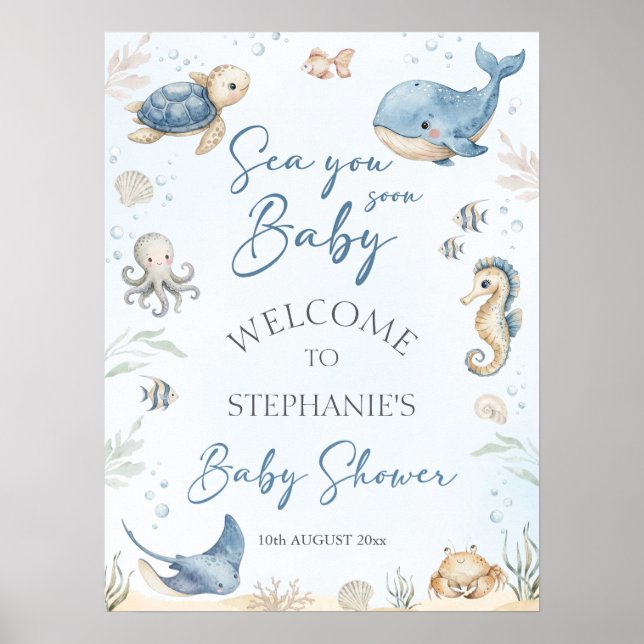 Póster Under The Sea Baby Shower Welcome Sign (Frente)