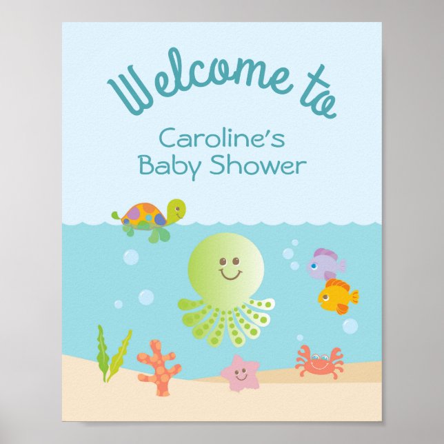 Póster Under the Sea Baby Shower Welcome Sign (Frente)