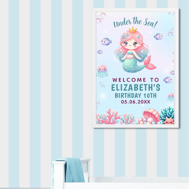Póster Under the sea Cute Mermaid Birthday Girl (Subido por el creador)