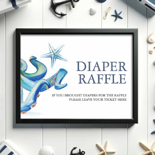 Póster Under the Sea Diaper Raffle Rótulo Baby Shower
