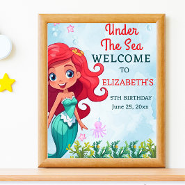 Póster Under the sea Mermaid Birthday Girl