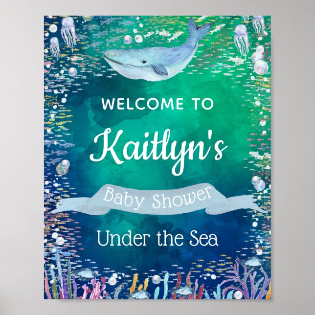 Póster Under The Sea | Ocean Themed Baby Shower Welcome (Frente)